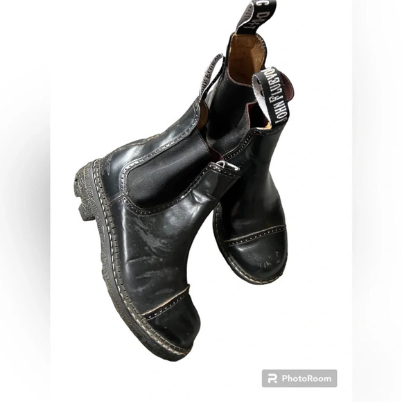 John Fluevog Black Leather Ankle Booties - Picture 1 of 8